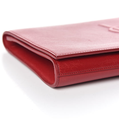 Saint Laurent Calfskin Monogram Large Belle De Jour Clutch Red 10 of 13