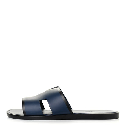 Hermes Calfskin Mens Izmir Sandals 42 Indigo Black 1 of 4