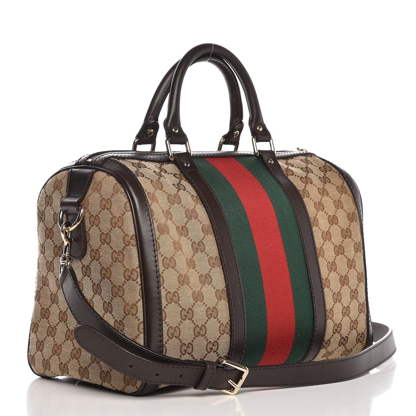 Monogram Vintage Web Medium Boston Dark Brown
