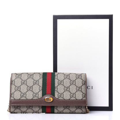 Gucci GG Supreme Monogram Web Ophidia Wallet On Chain Brown 13 of 13