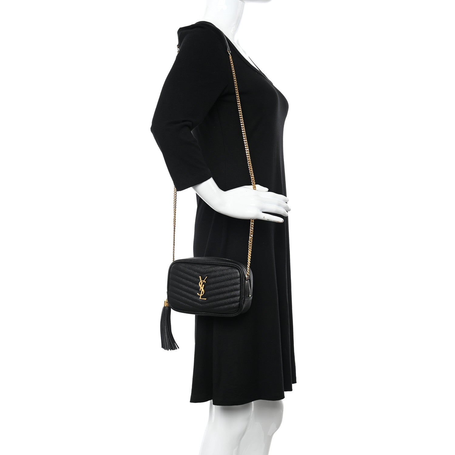 Saint Laurent Grain De Poudre Matelasse Monogram Mini Lou Camera Bag Black 2 of 10