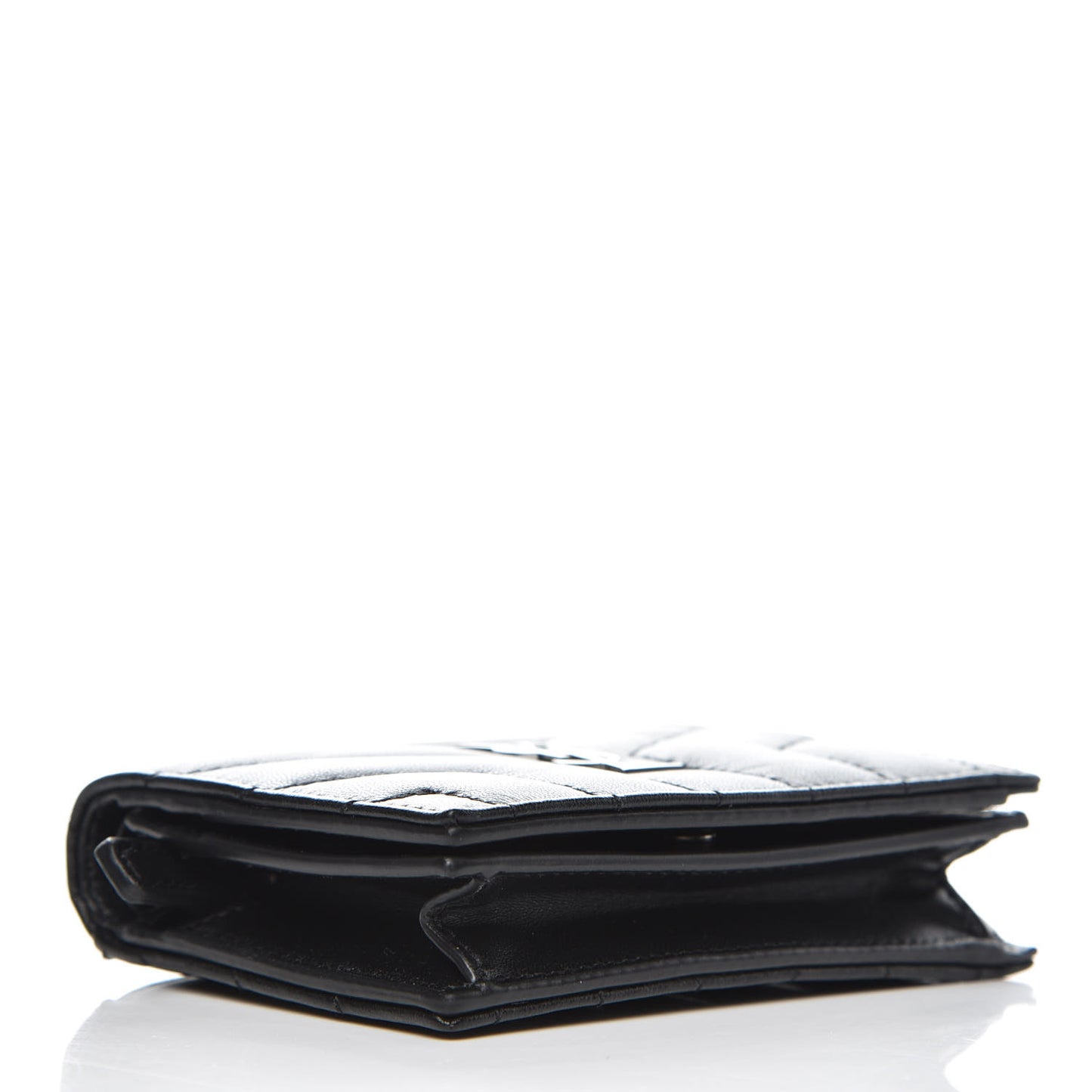 Lambskin Y Quilted Monogram Loulou Flap Wallet Black