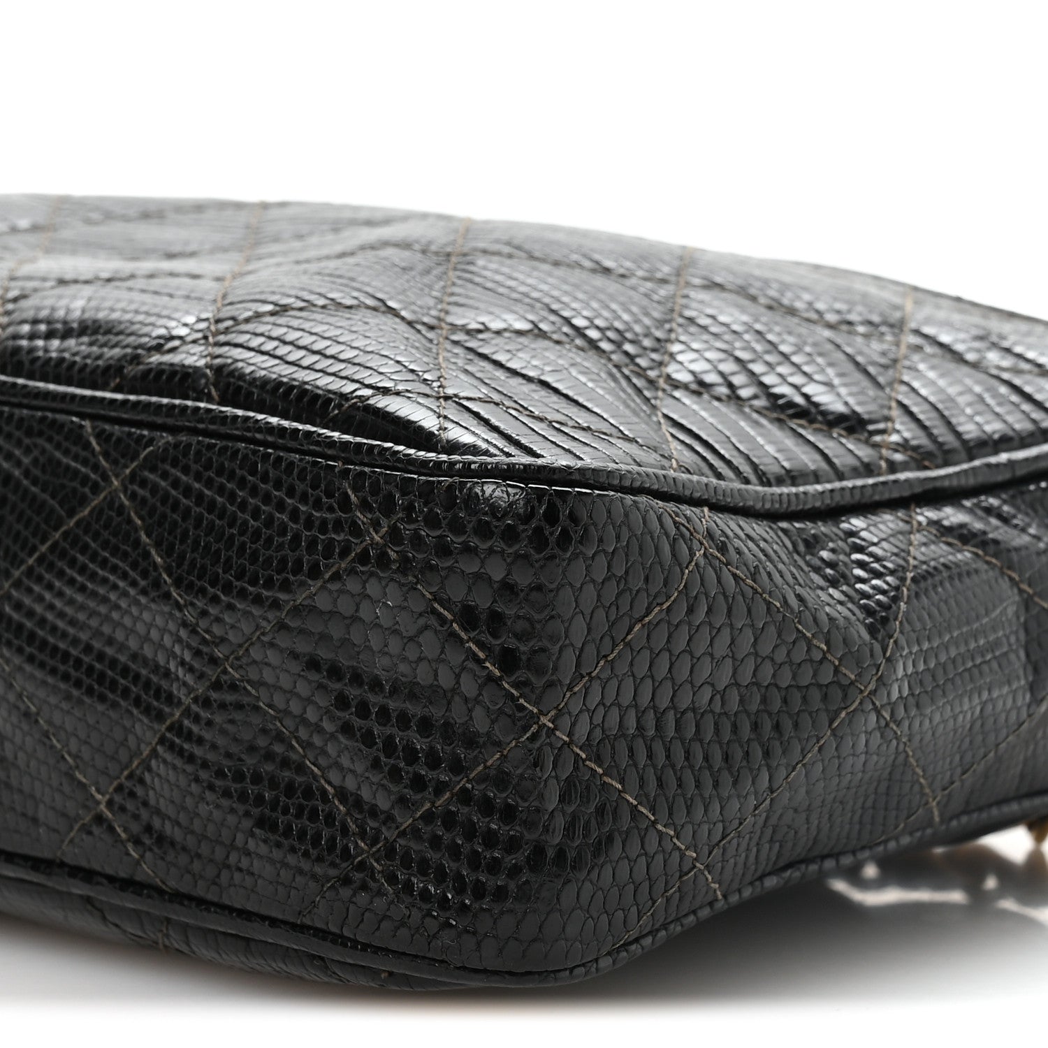 Chanel Lizard Quilted Small Tassel Camera Case Black 11 of 11