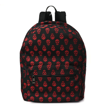 Alexander McQueen Nylon Skull Print Backpack Black Red 1 of 9