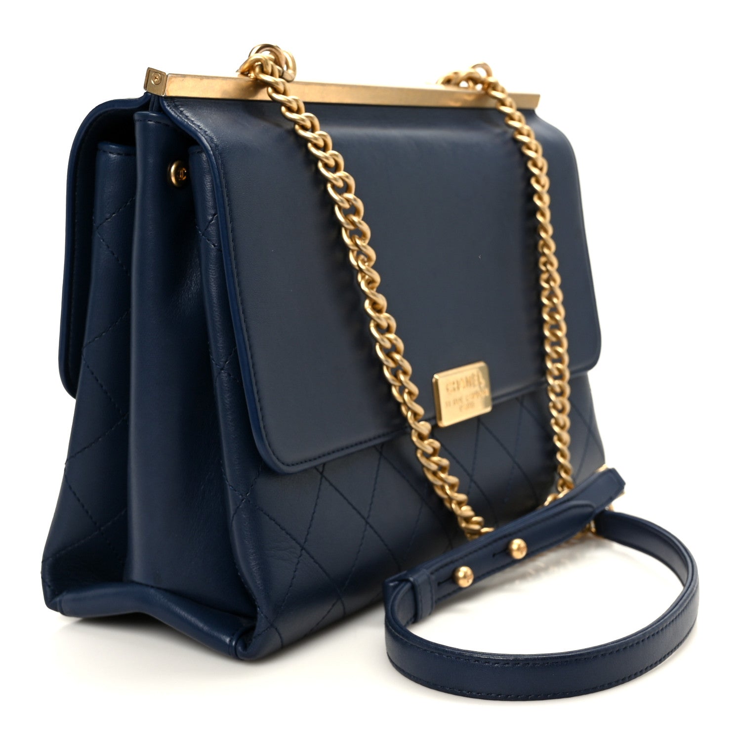 Chanel Lambskin Stitched Coco Luxe Medium Flap Blue 3 of 13