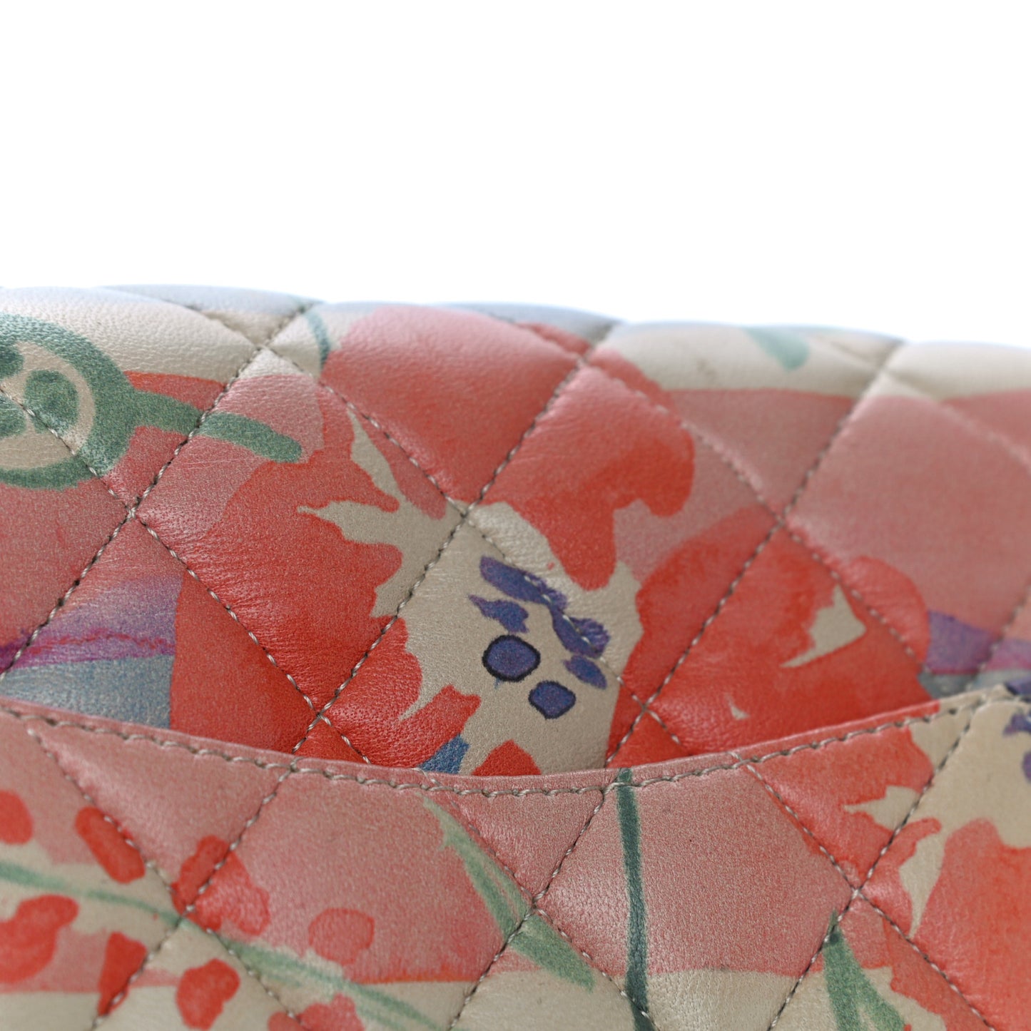 Lambskin Quilted Floral Medium Double Flap Multicolor