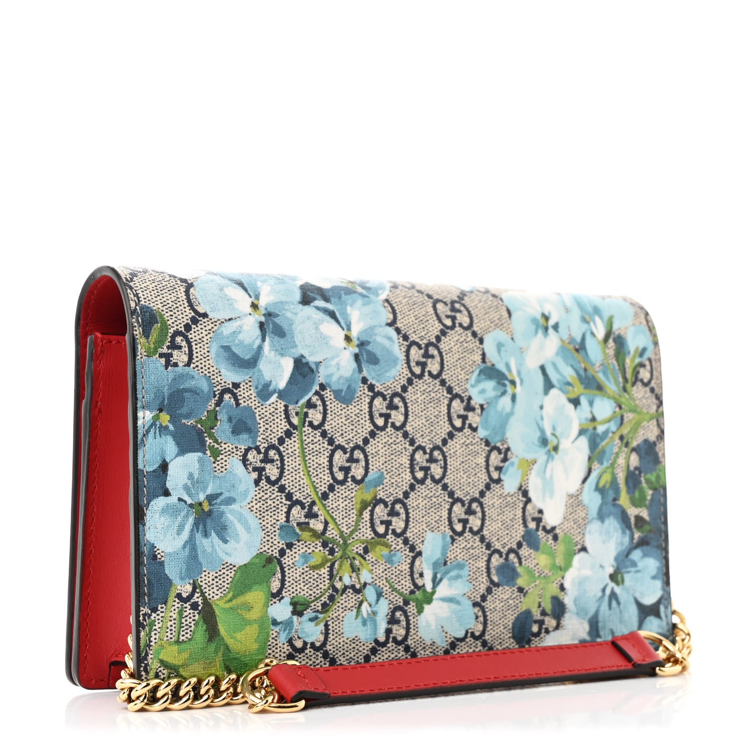 Gucci GG Supreme Monogram Blooms Chain Wallet Blue 3 of 11