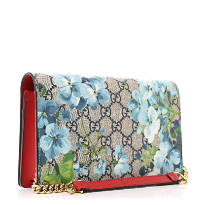 Gucci GG Supreme Monogram Blooms Chain Wallet Blue 3 of 11