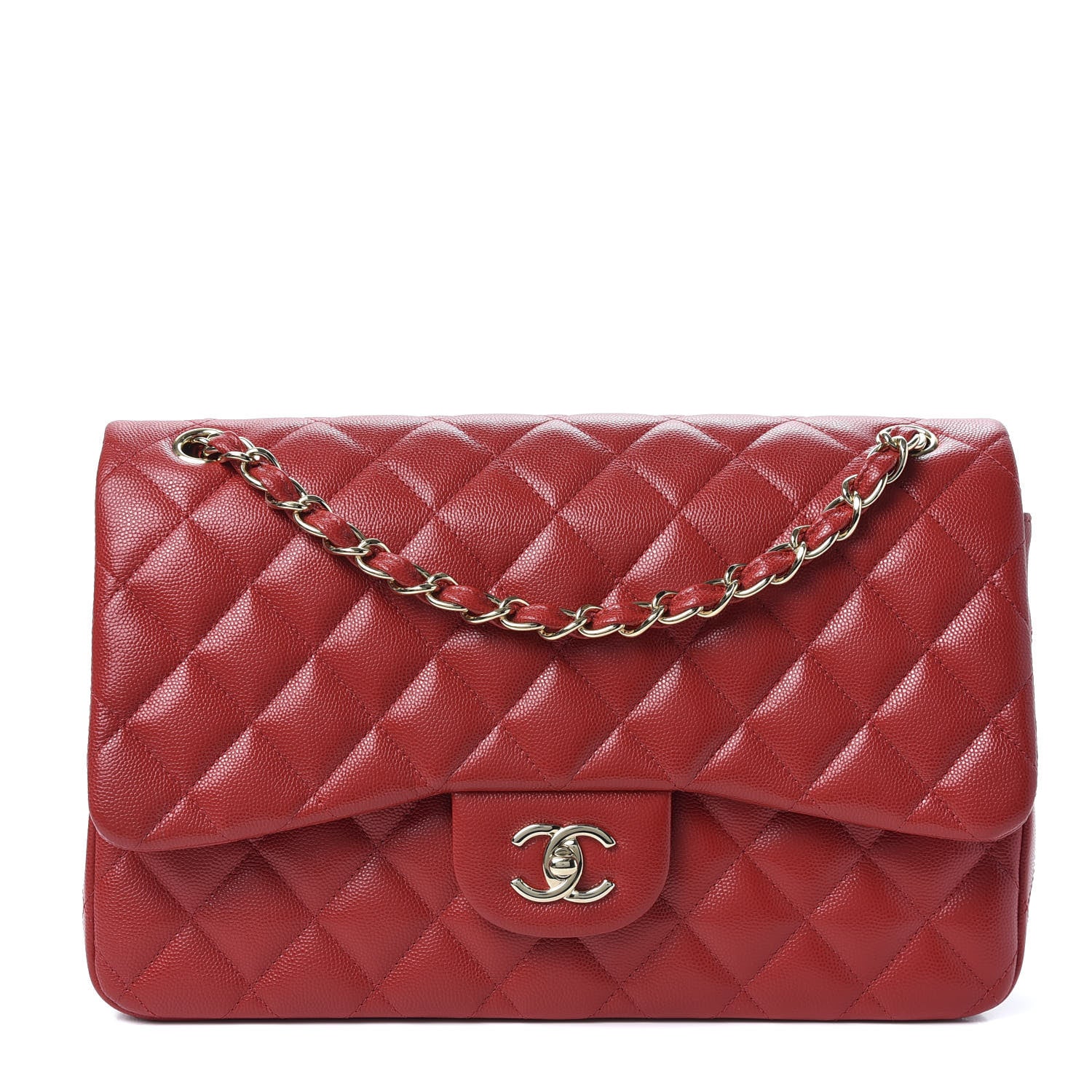 Chanel Caviar Quilted Jumbo Double Flap Red 1 of 9