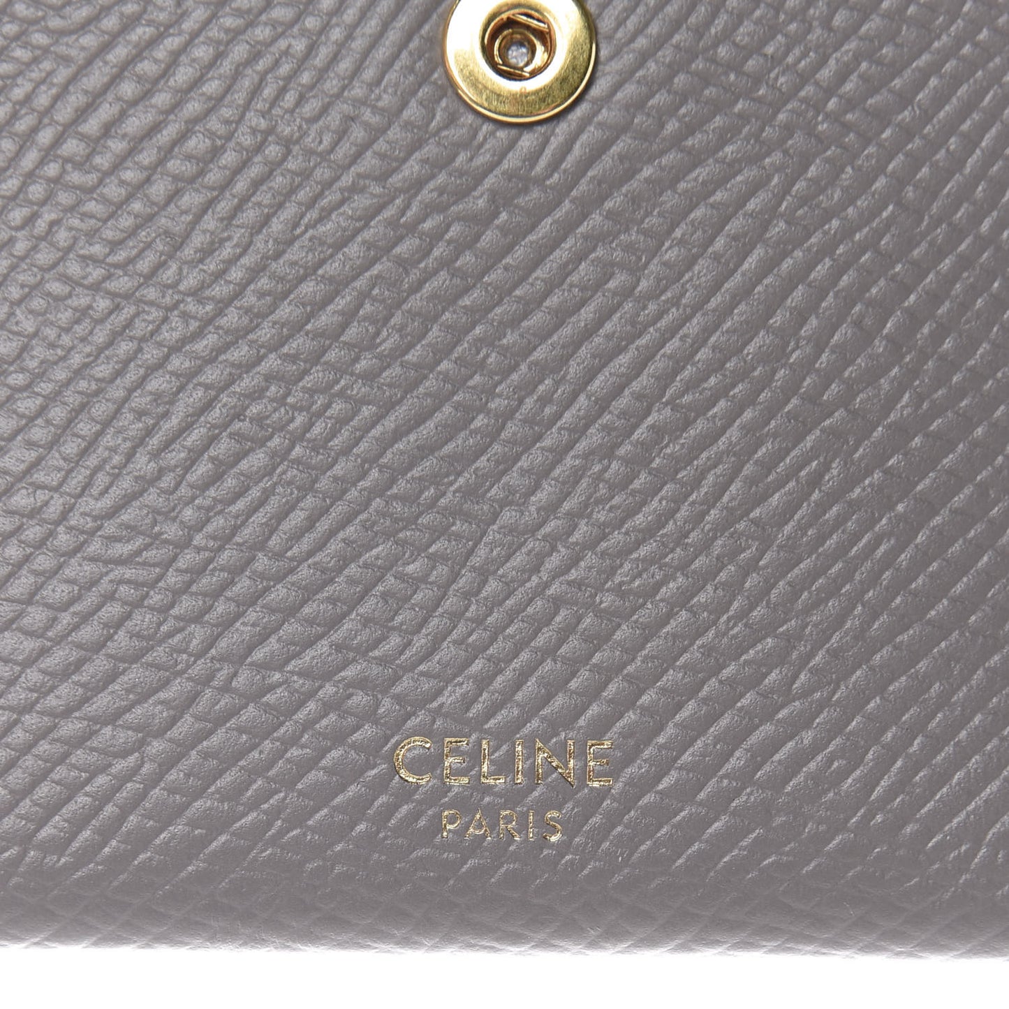 Grained Shiny Calfskin Accordion Card Holder Pebble