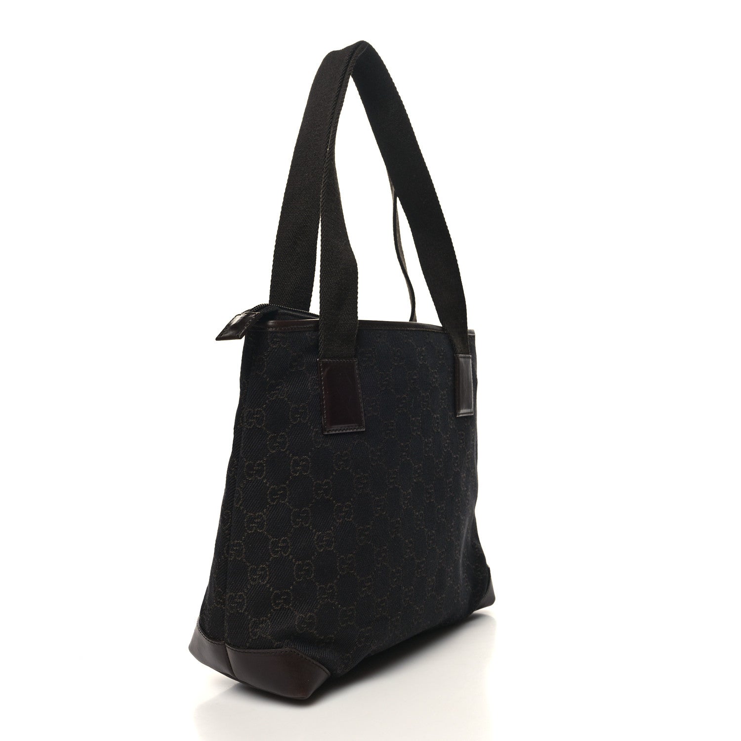 Gucci Denim Monogram Tote Bag Dark Brown 3 of 11