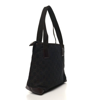 Gucci Denim Monogram Tote Bag Dark Brown 3 of 11