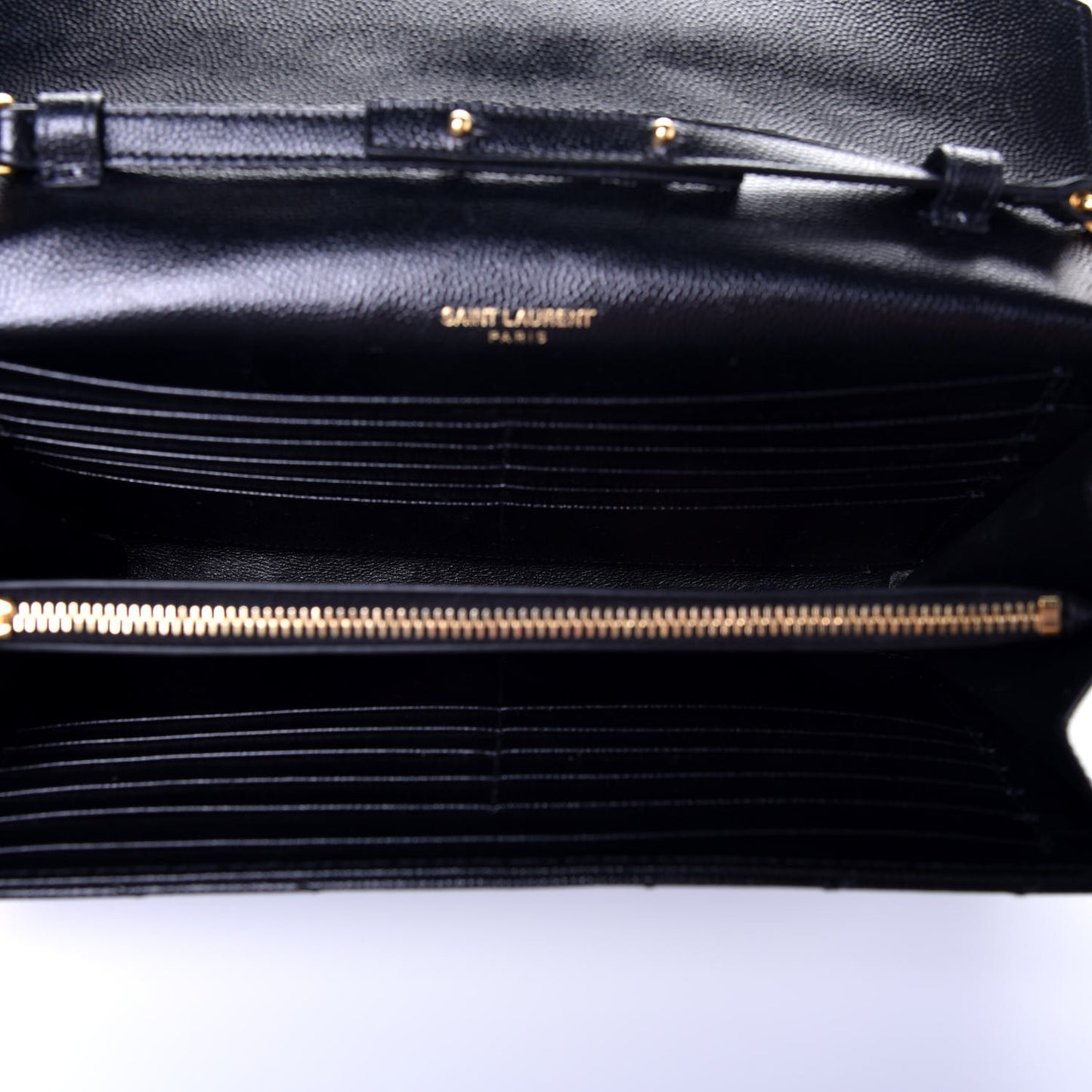 Grain De Poudre Matelasse Chevron Monogram Chain Wallet Black