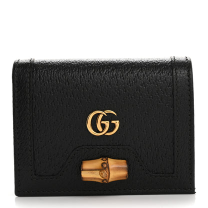 Gucci Wonka Grain Calfskin Diana Card Case Wallet Black 1 of 9