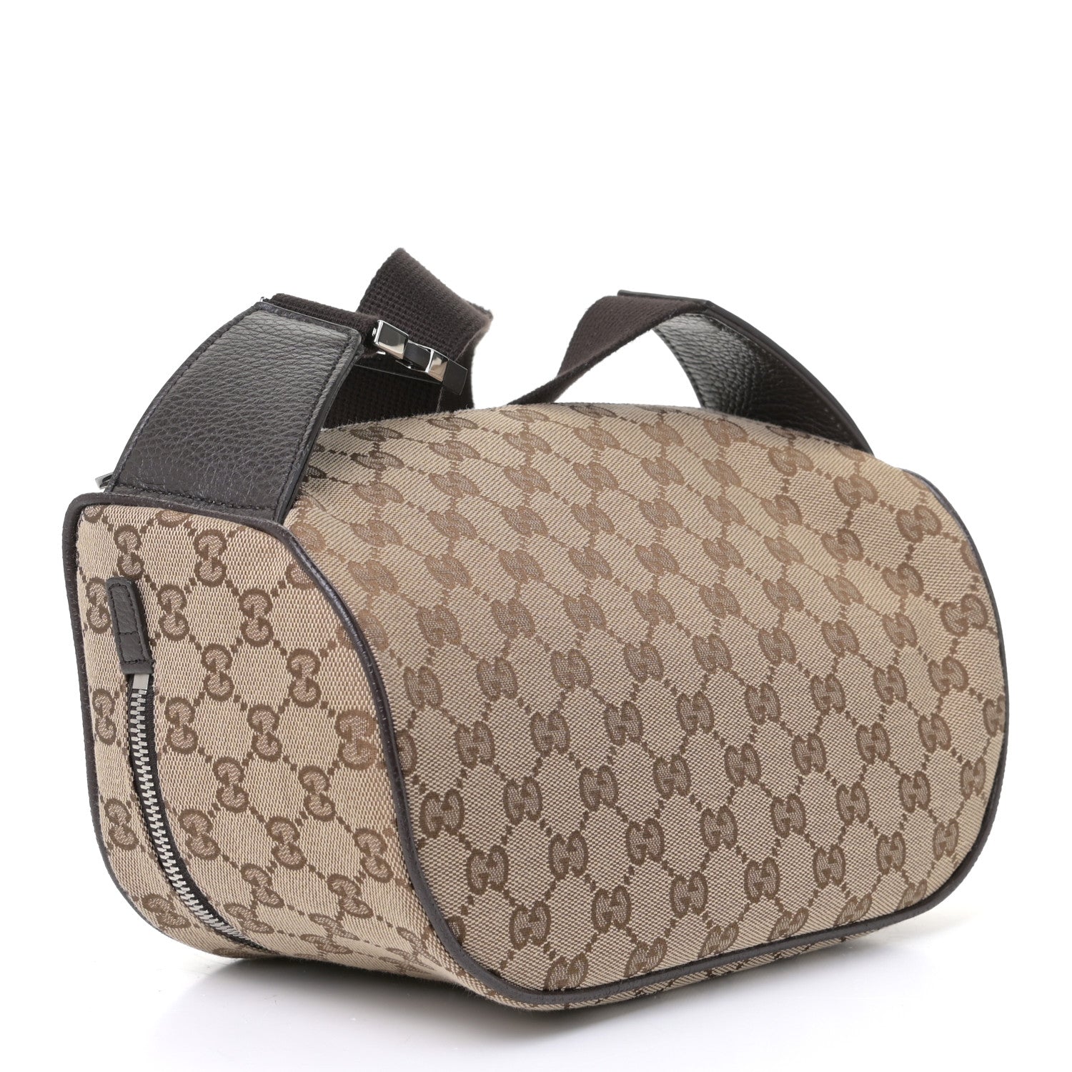 Gucci Monogram Dollar Calfskin Waist Pouch Beige Ebony Testa di Moro Marrone Scuro 4 of 8