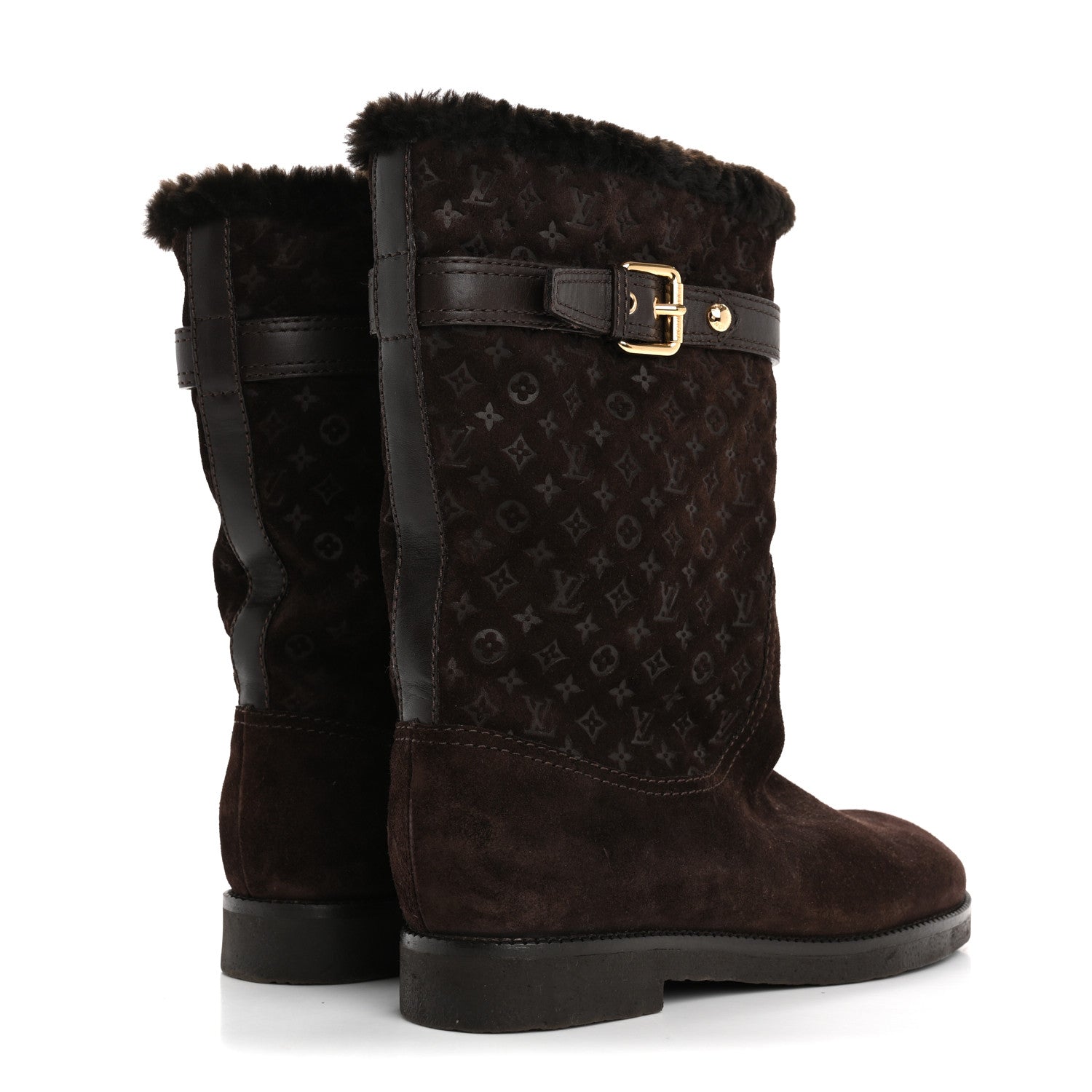 Louis Vuitton Suede Fur Wintry Boots 39 Brown 5 of 11