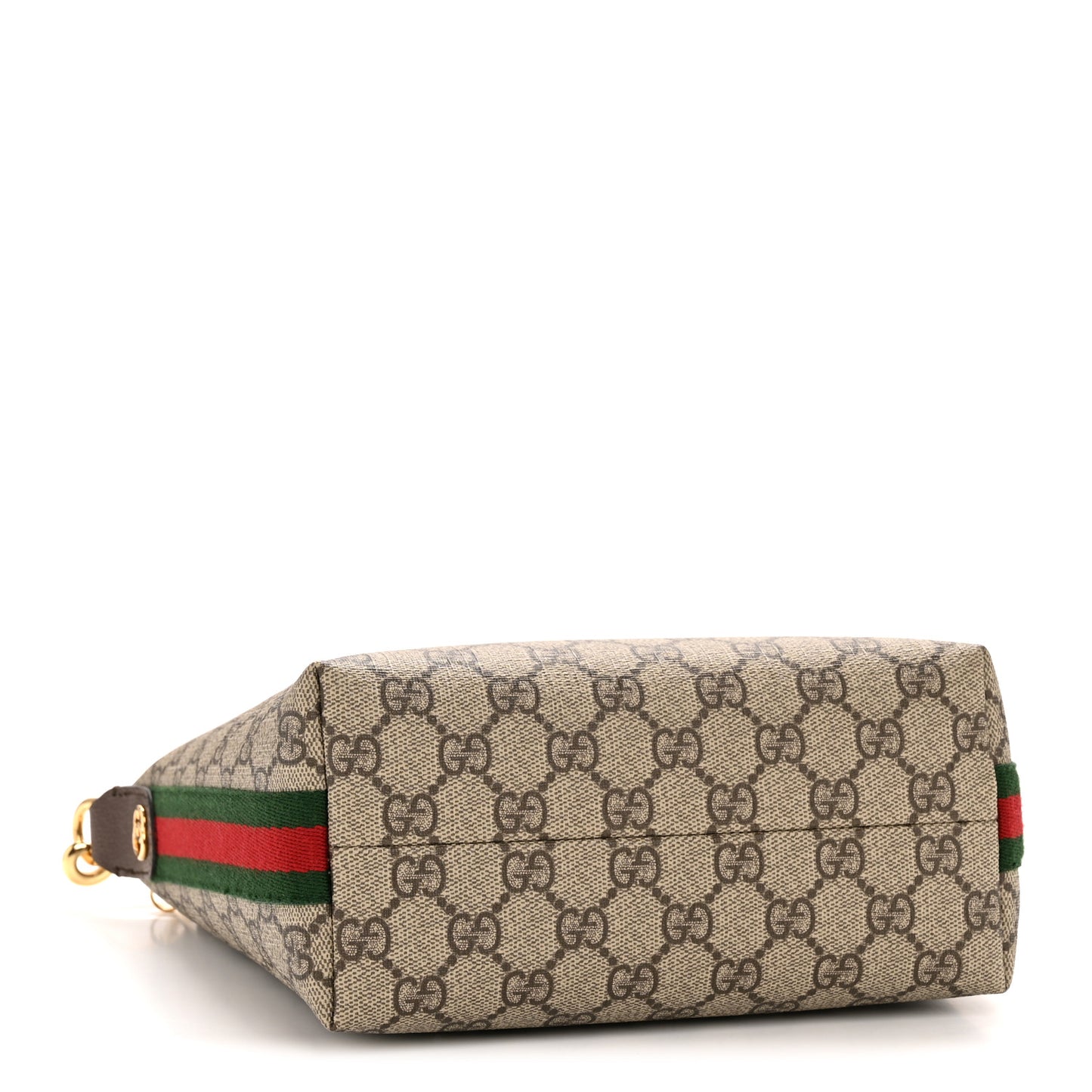 GG Supreme Monogram Textured Calfskin Web Super Mini Ophidia Shoulder Bag Beige Ebony New Acero