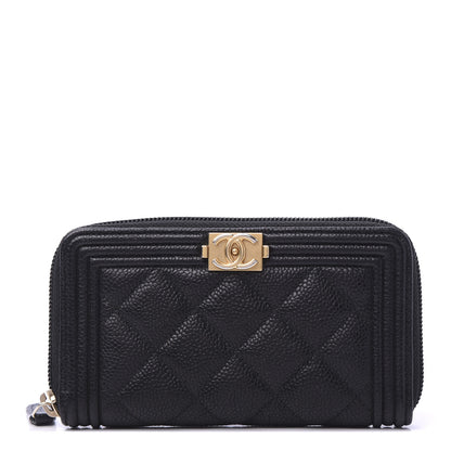 Chanel Caviar Quilted Small Boy Zip Around Wallet Black 1 of 12