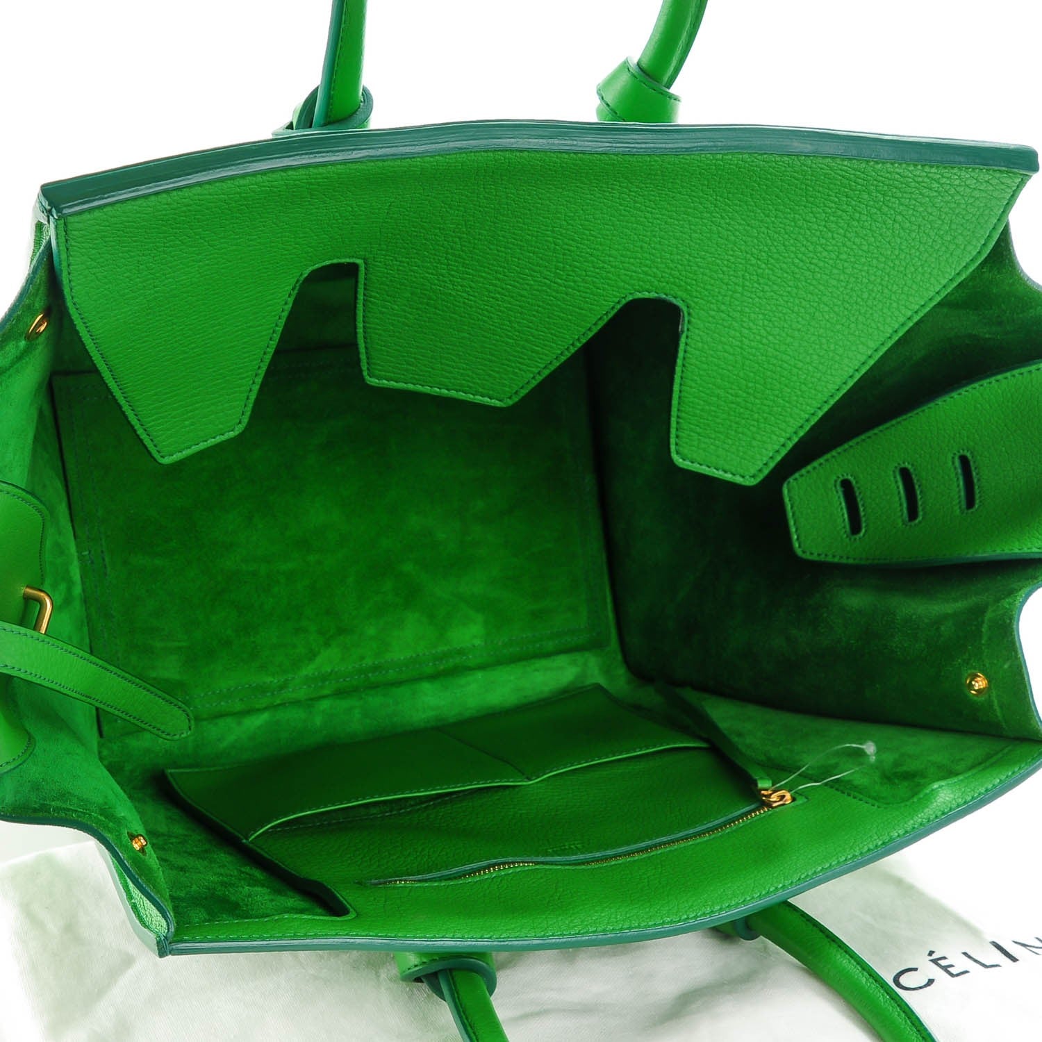 Celine Crisped Calfskin Small Tie Knot Tote Grass Green 6 of 10