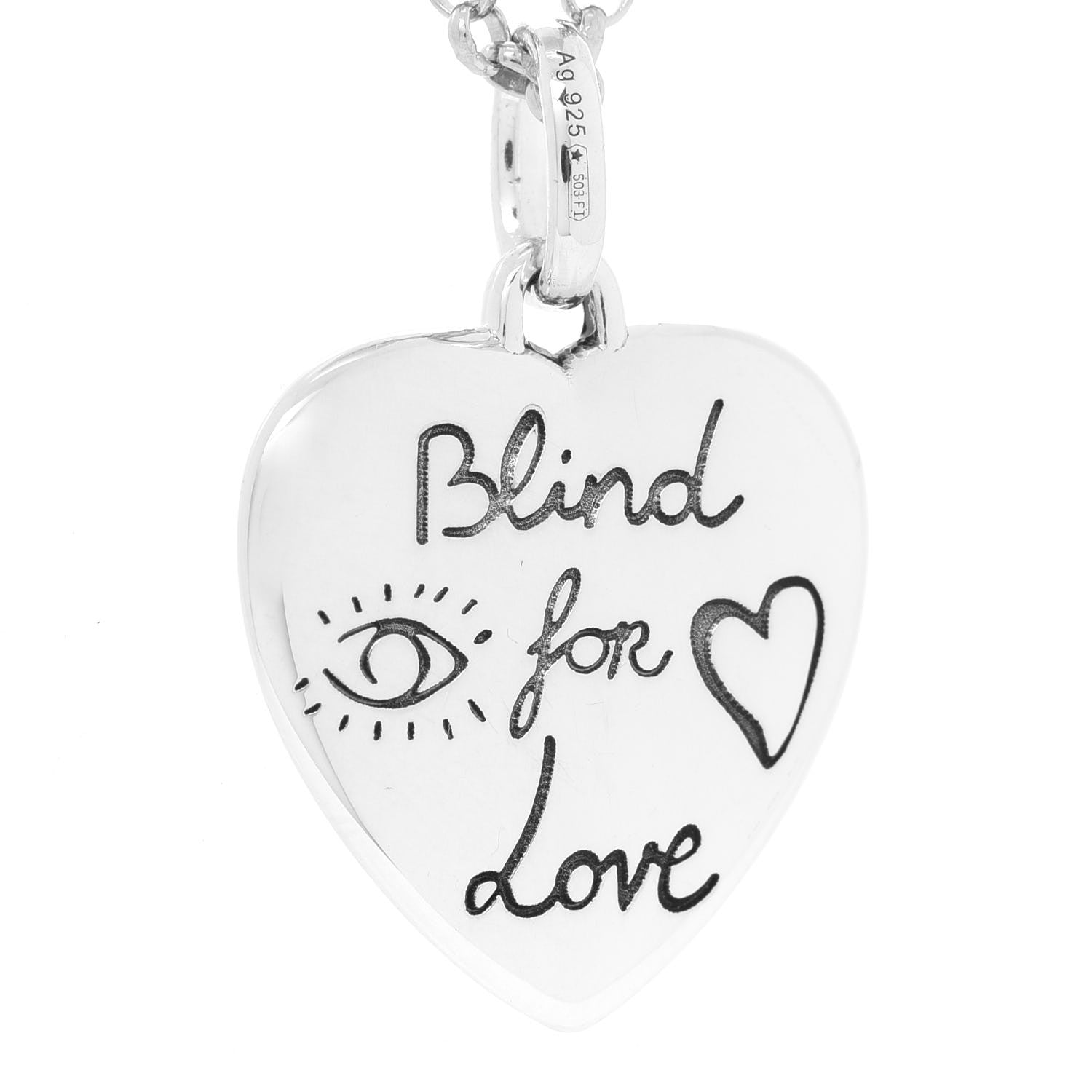 Gucci Sterling Silver Blind for Love Heart Pendant Necklace 5 of 8