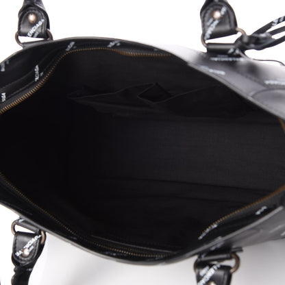 Balenciaga Veau Allover Logo Classic Hardware City Black White 6 of 8