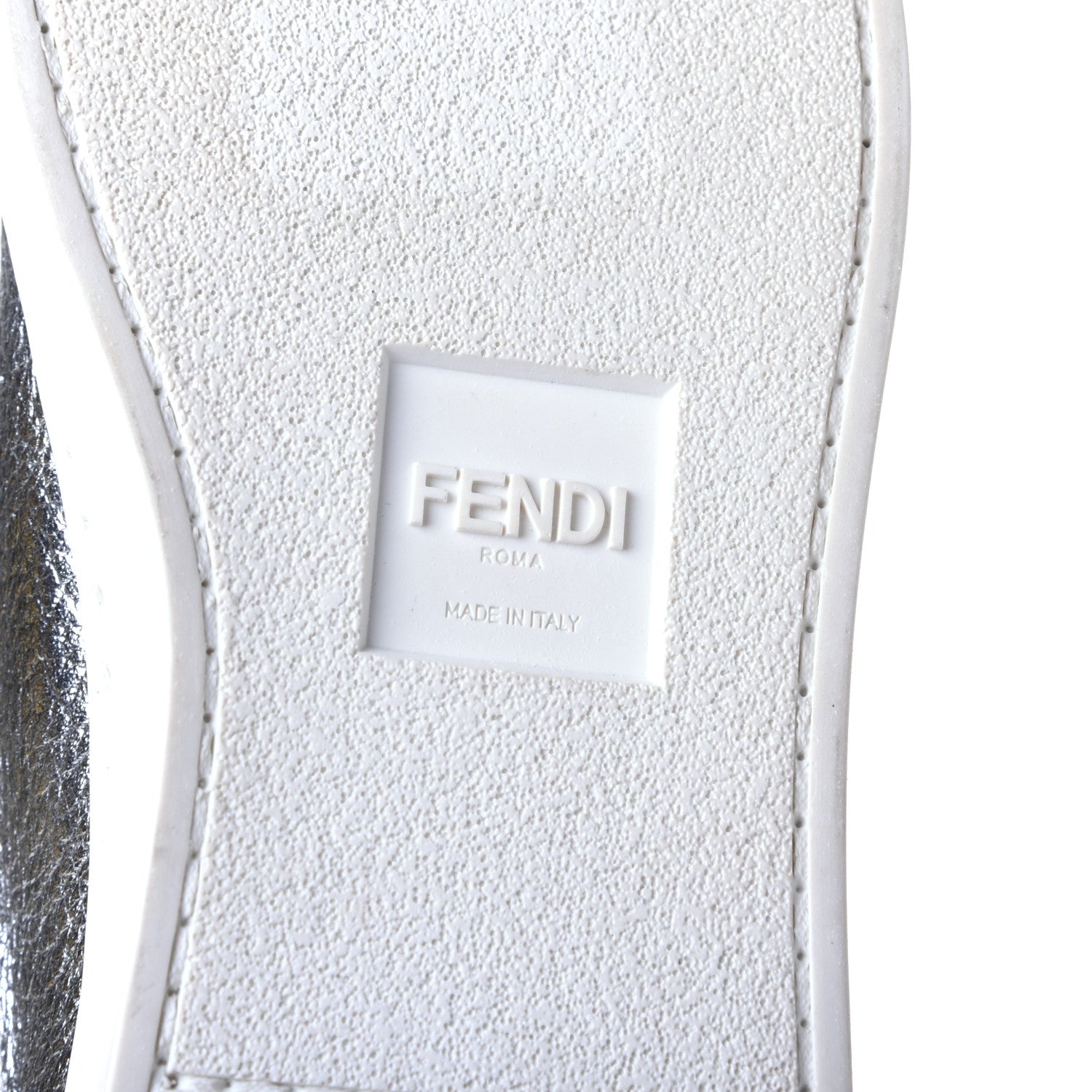 Fendi Metallic Vitello Lurex Rockoclick Slip On Sneakers 35 Silver 7 of 9