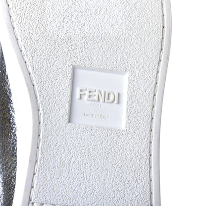 Fendi Metallic Vitello Lurex Rockoclick Slip On Sneakers 35 Silver 7 of 9
