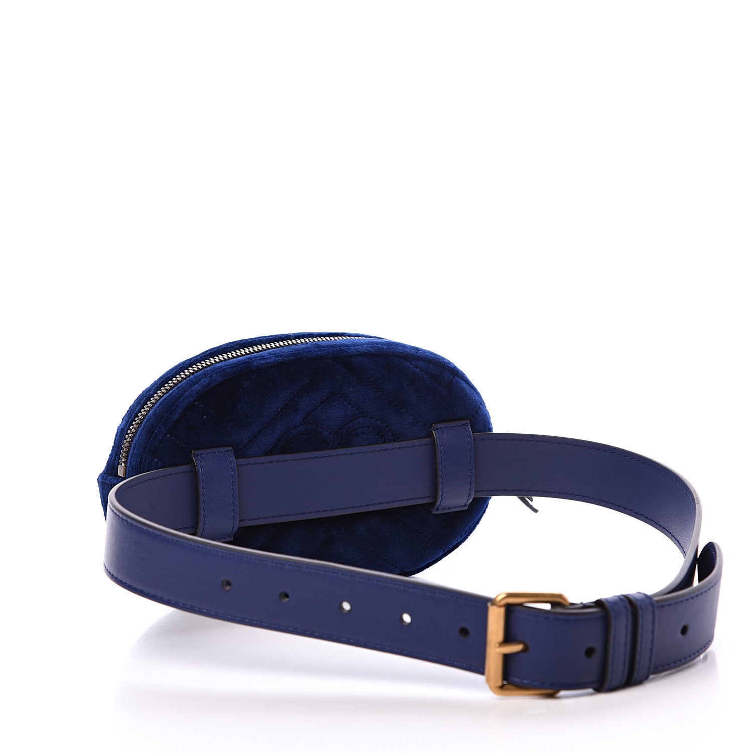 Gucci Velvet Matelasse GG Marmont Belt Bag 75 30 Cobalt Blue 2 of 10