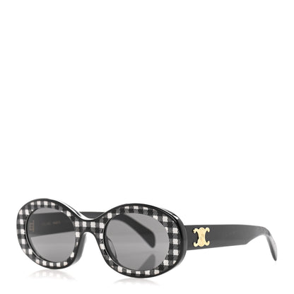 Celine Acetate Triomphe 01 Gingham Sunglasses CL 40194U Black White Smoke 1 of 8