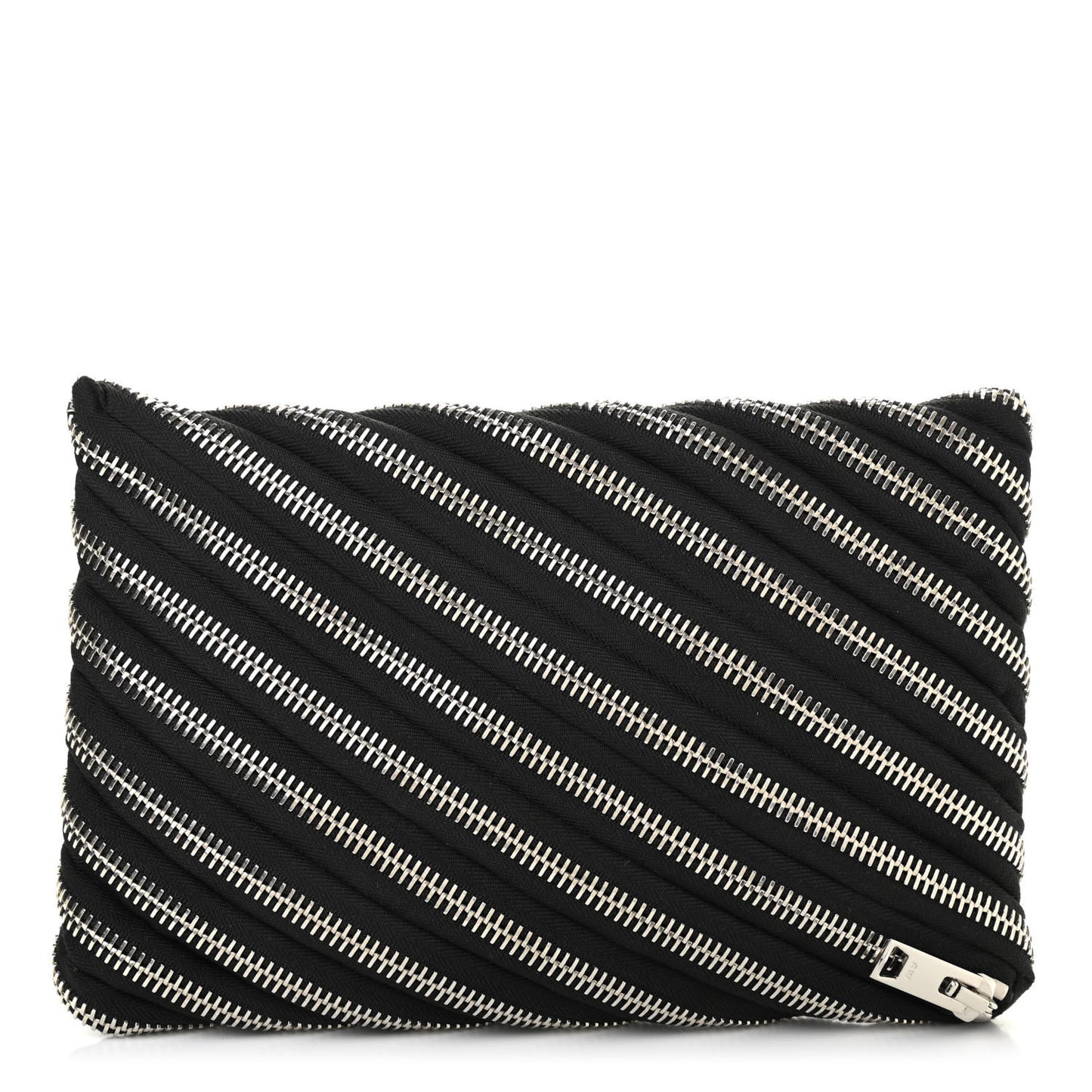 Metal Nylon Zipper Clutch Black