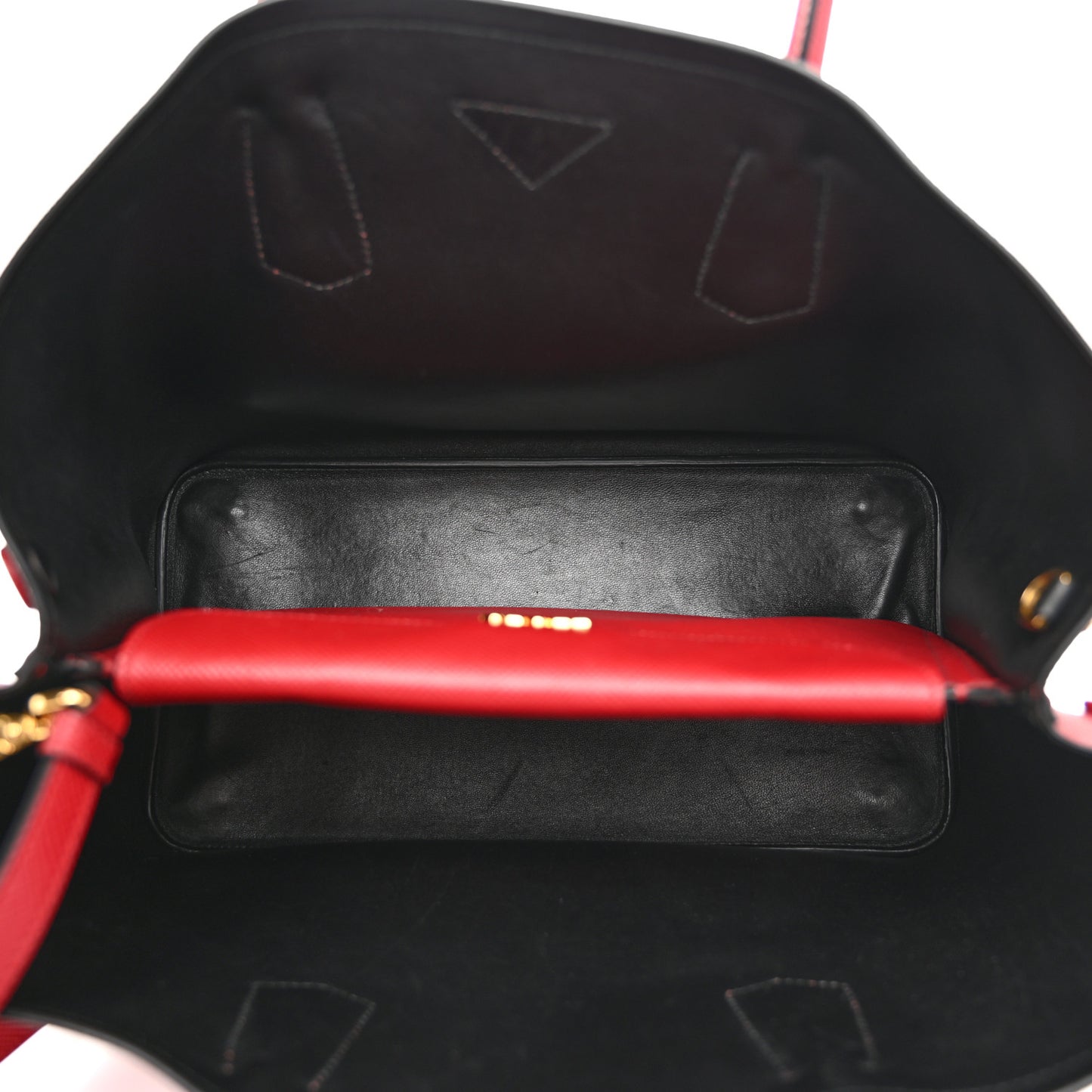 Saffiano Cuir Large Double Bag Fuoco Black