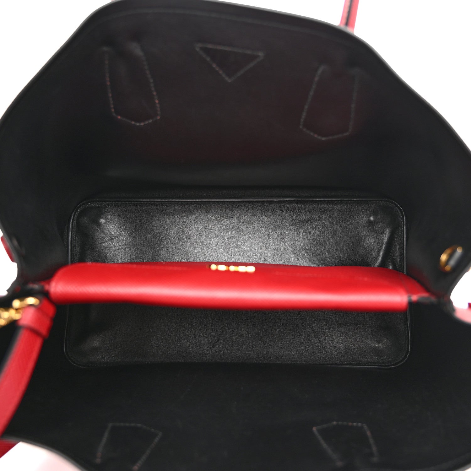 Prada Saffiano Cuir Large Double Bag Fuoco Black 5 of 10