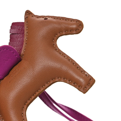 Hermes Milo Lambskin Grigri Rodeo Horse Bag Charm PM Gold Rubis Rose Pourpre 5 of 5