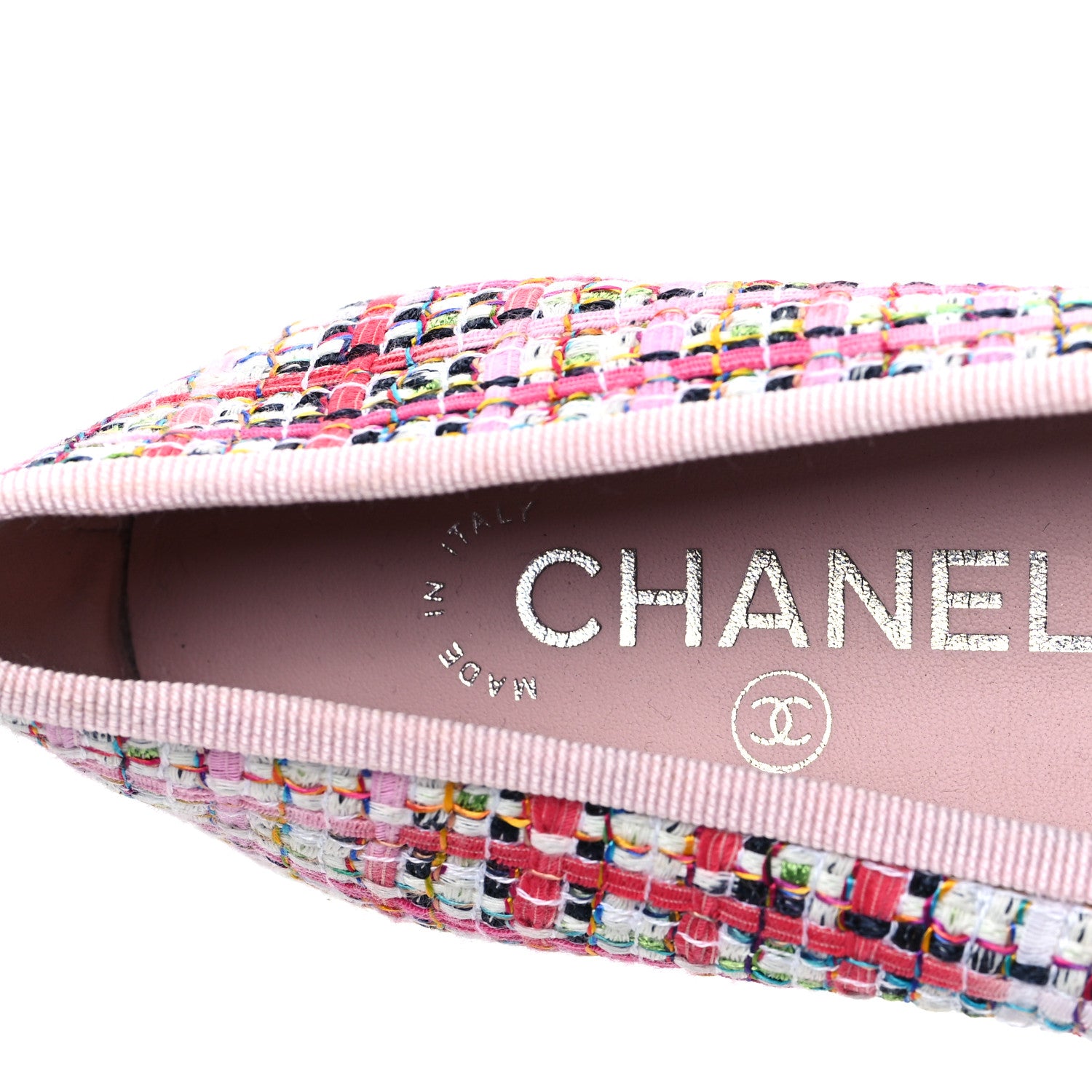 Chanel Tweed Patent Cap Toe Ballerina Flats 35.5 Pink 7 of 8