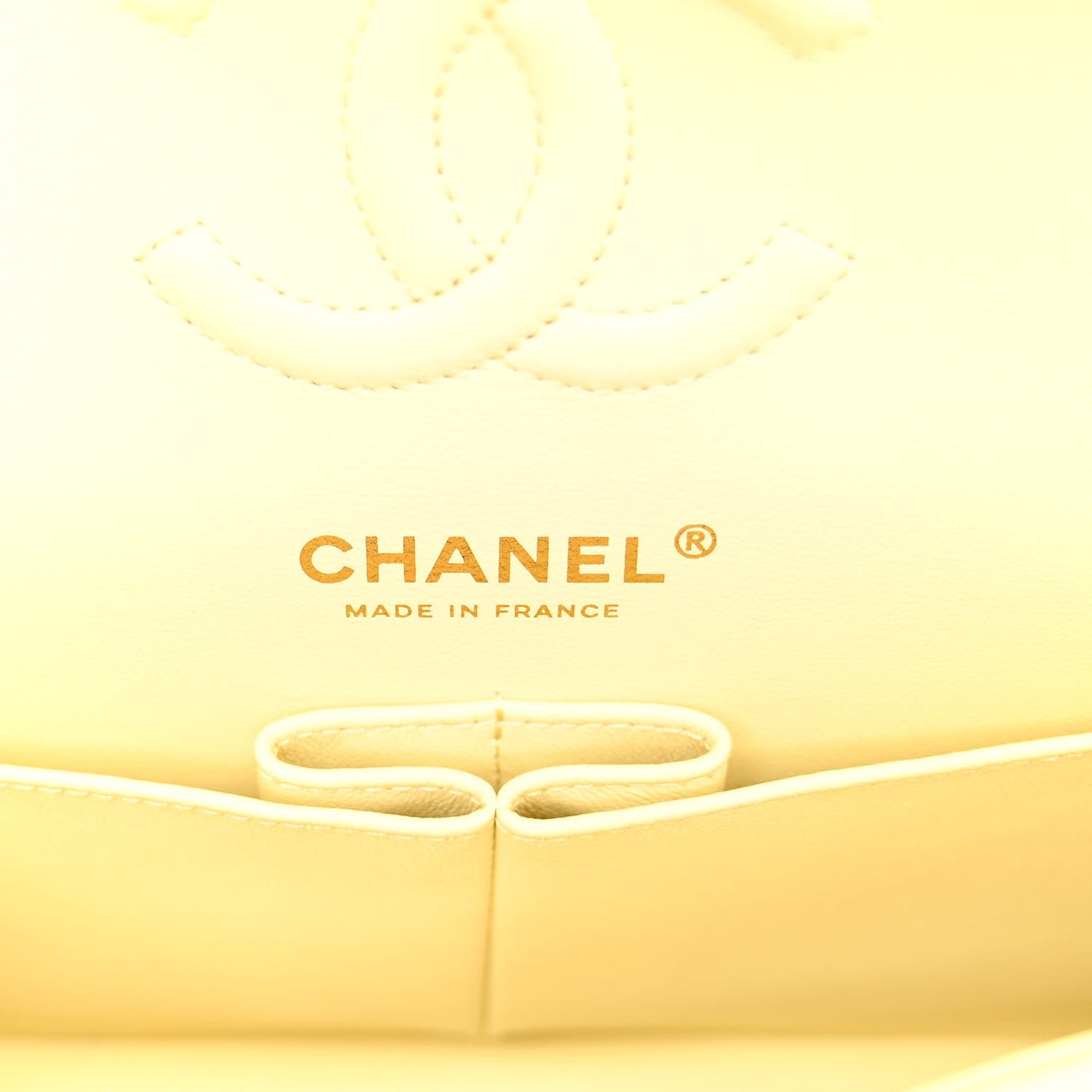 Caviar Quilted Small Double Flap Light Yellow