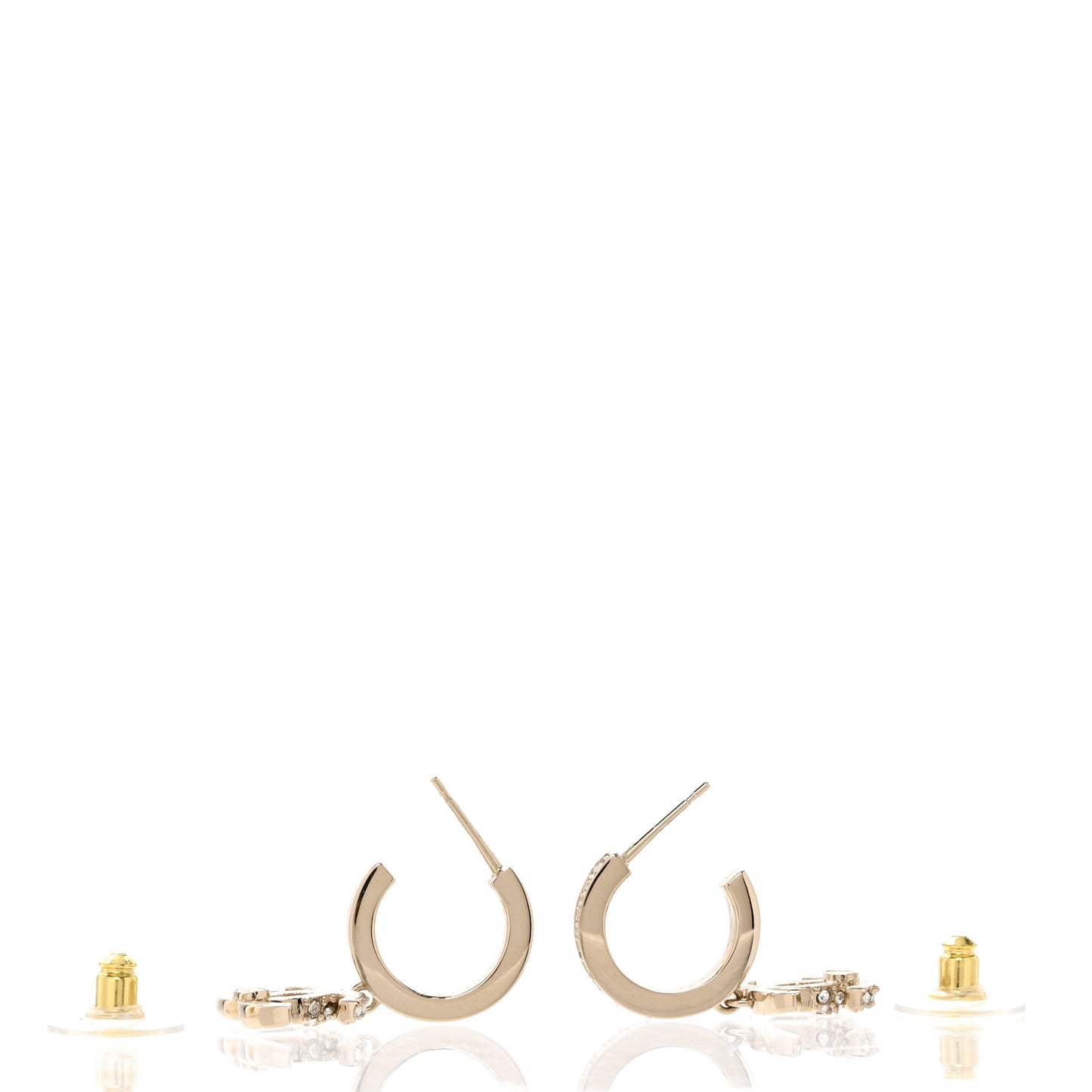 Crystal Bead CC Hoop Drop Earrings Light Gold