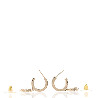 Chanel Crystal Bead CC Hoop Drop Earrings Light Gold 3 of 5