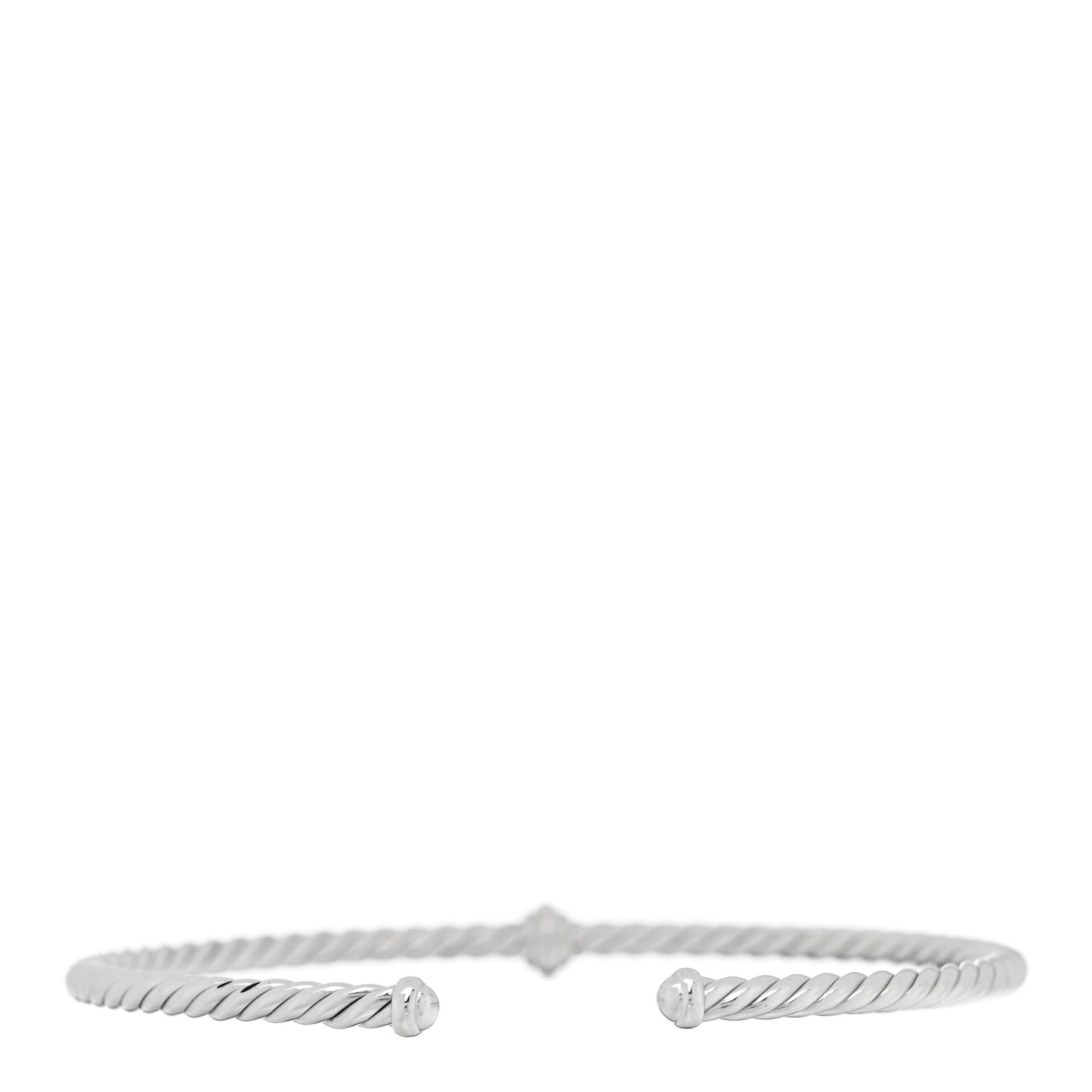 18K White Gold Diamond 3mm Cablespira Single Station Bracelet