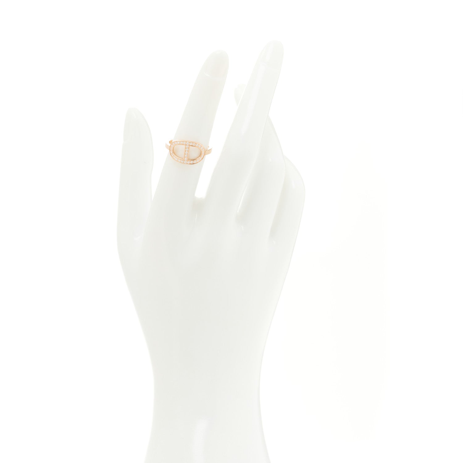 Hermes 18K Rose Gold Diamond MM Chaine d'Ancre Contour Ring 52 6 1 of 6