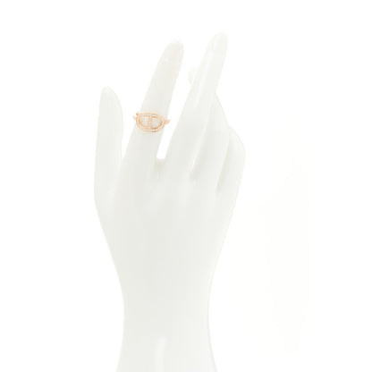 Hermes 18K Rose Gold Diamond MM Chaine d'Ancre Contour Ring 52 6 1 of 6