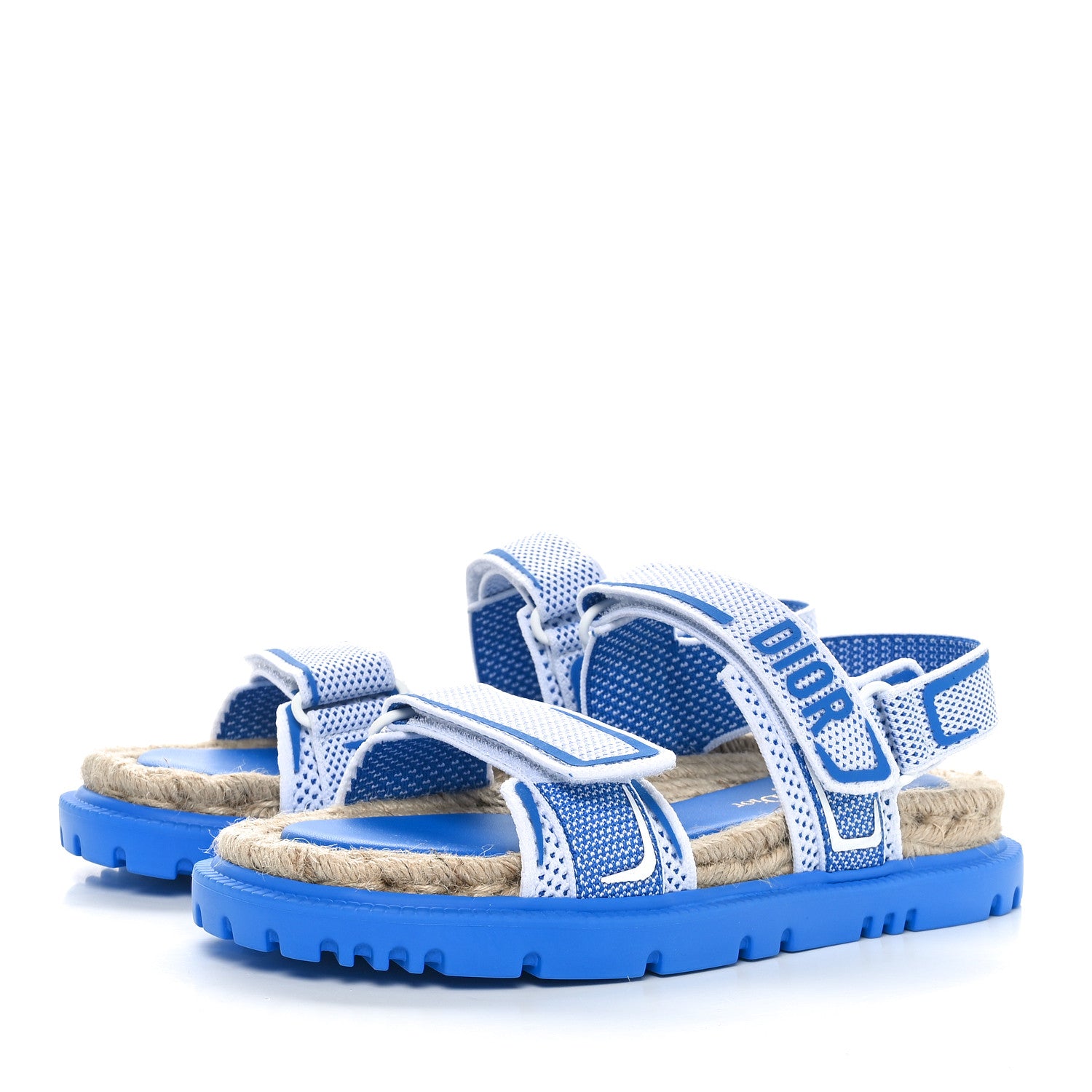 Christian Dior Technical Knit Jute Dioract 10mm Sandals 38 White Blue 3 of 7