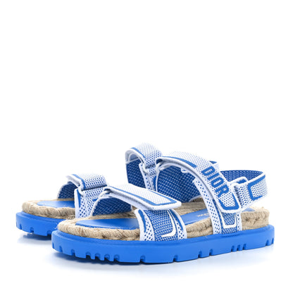 Christian Dior Technical Knit Jute Dioract 10mm Sandals 38 White Blue 3 of 7