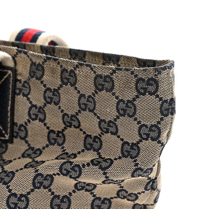 Gucci GG Monogram Medium Web Handle Bucket Tote Navy Blue 19 of 20