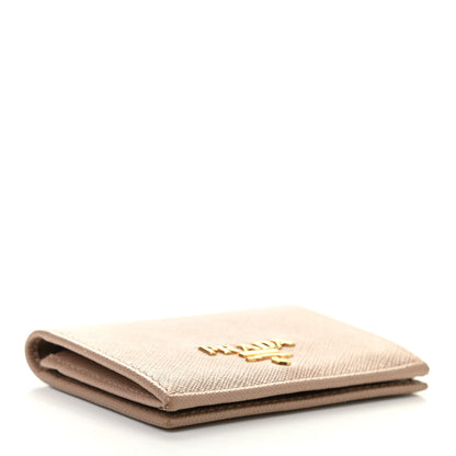 Prada Saffiano Metal Bi-Fold Card Holder Wallet Cammeo 4 of 7