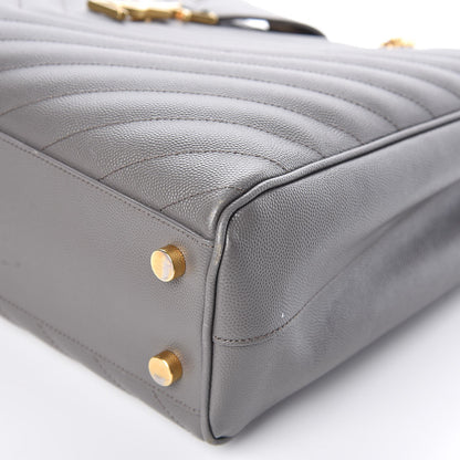 Saint Laurent Grain De Poudre Matelasse Chevron Monogram Shopping Bag Fog 9 of 14