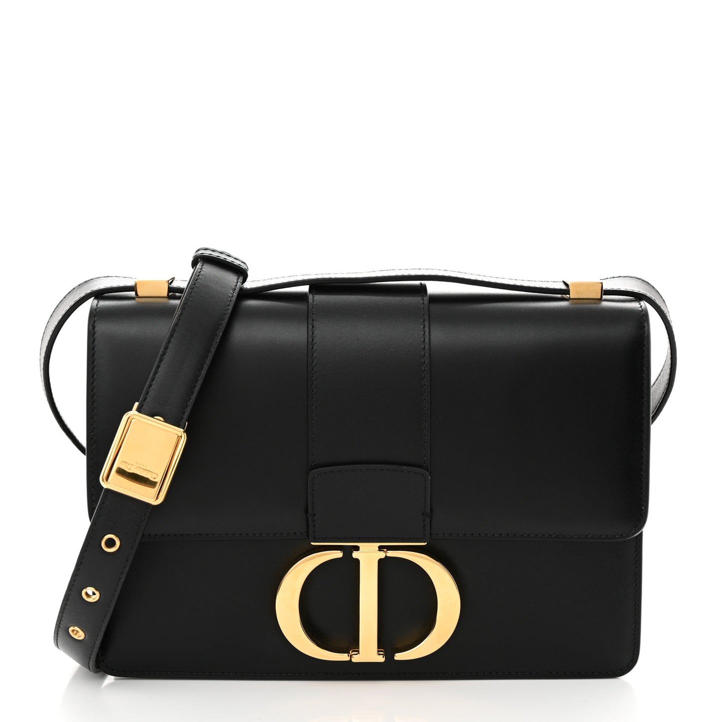 Box Calfskin 30 Montaigne Flap Bag Black