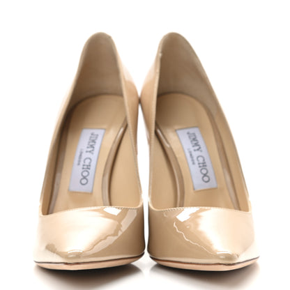 Jimmy Choo Patent Pointy Toe Romy 100 Pumps 36.5 Nude 2 of 8