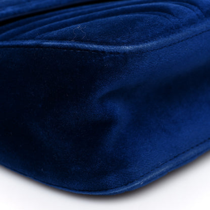 Gucci Velvet Matelasse Small GG Marmont Shoulder Bag Cobalt Blue 8 of 10