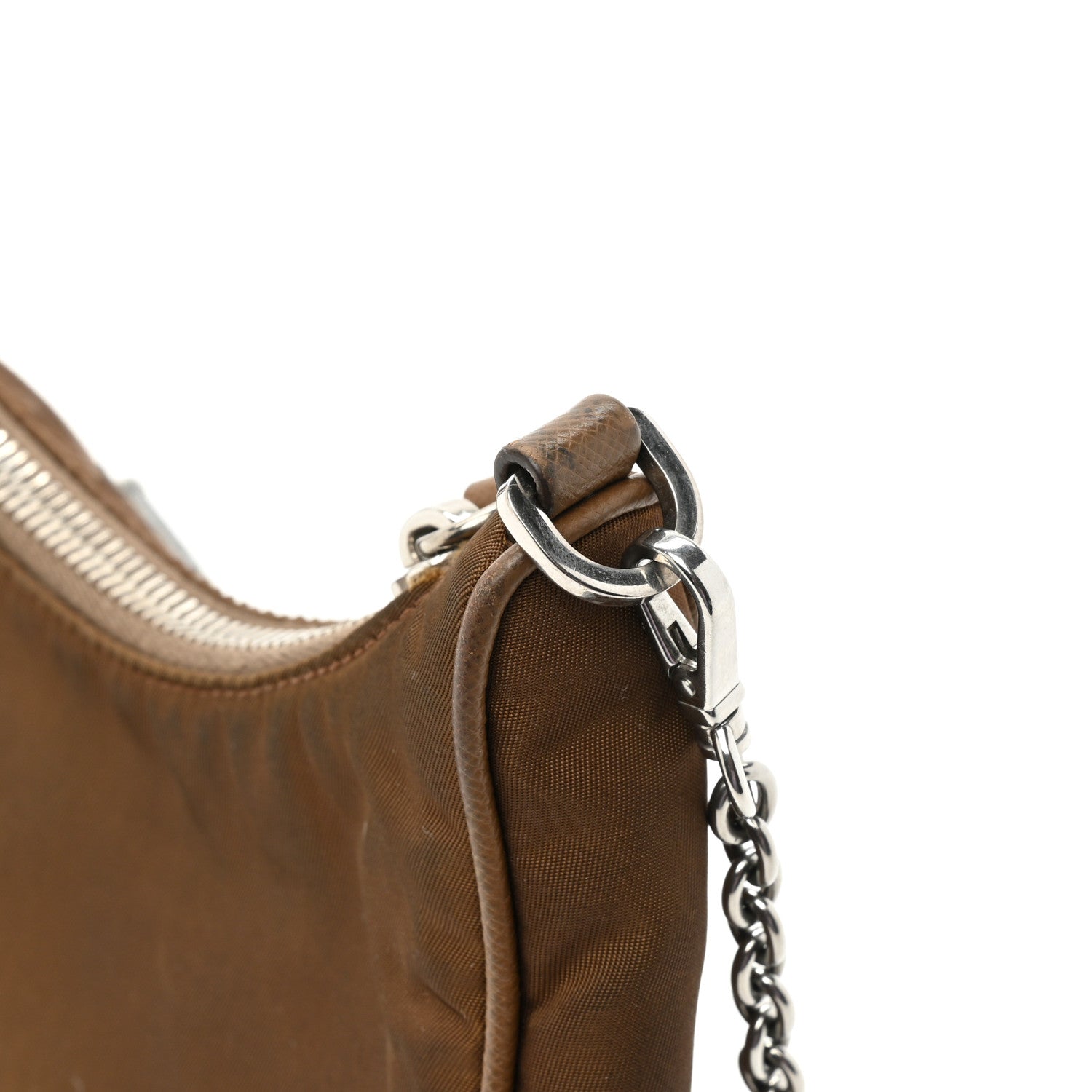 Prada Tessuto Nylon Saffiano Re-Edition 2005 Shoulder Bag Cacao 15 of 15