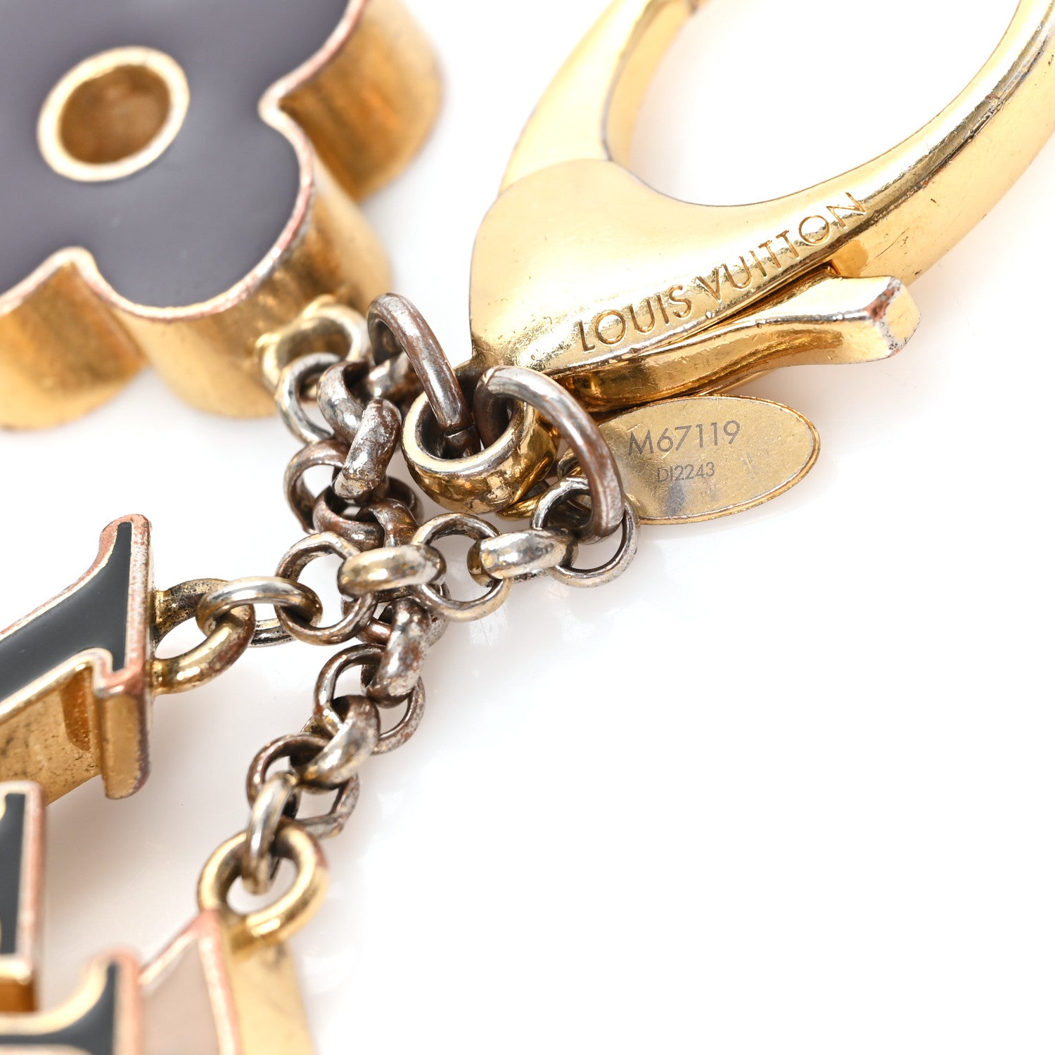 Louis Vuitton Metal Enamel Fleur De Monogram Bag Charm Dore 5 of 5